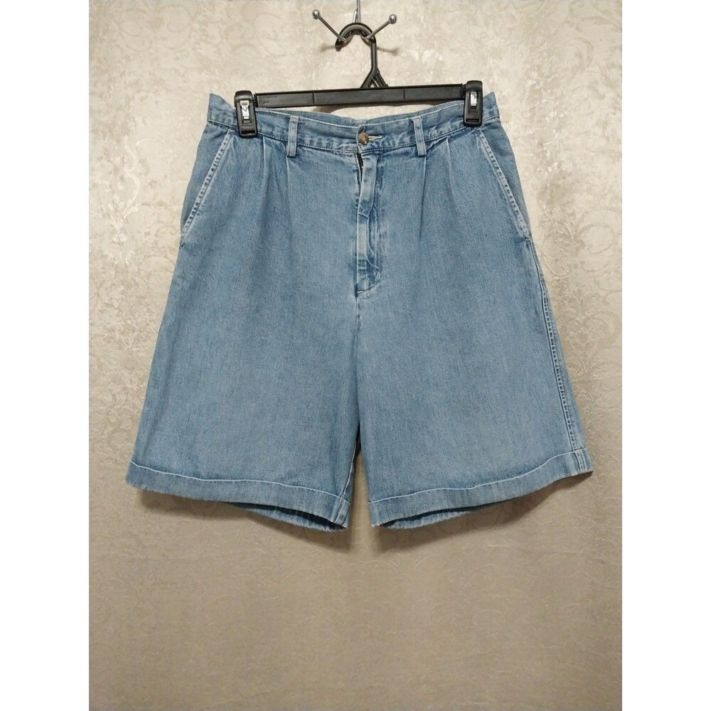Eddie Bauer Vintage 90s High Rise Denim Shorts Women 14 Light Wash Mom Cotton